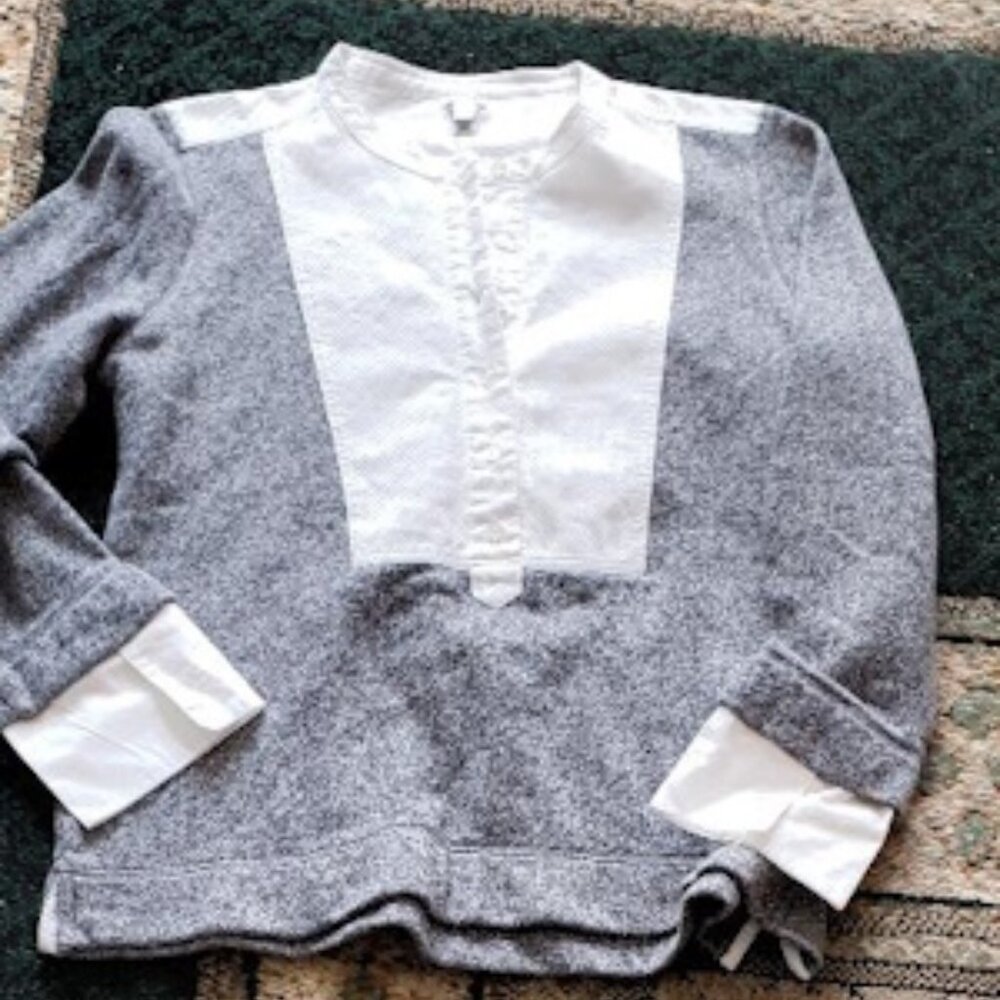 J.Crew Light Grey Cotton Tunic with White Trim